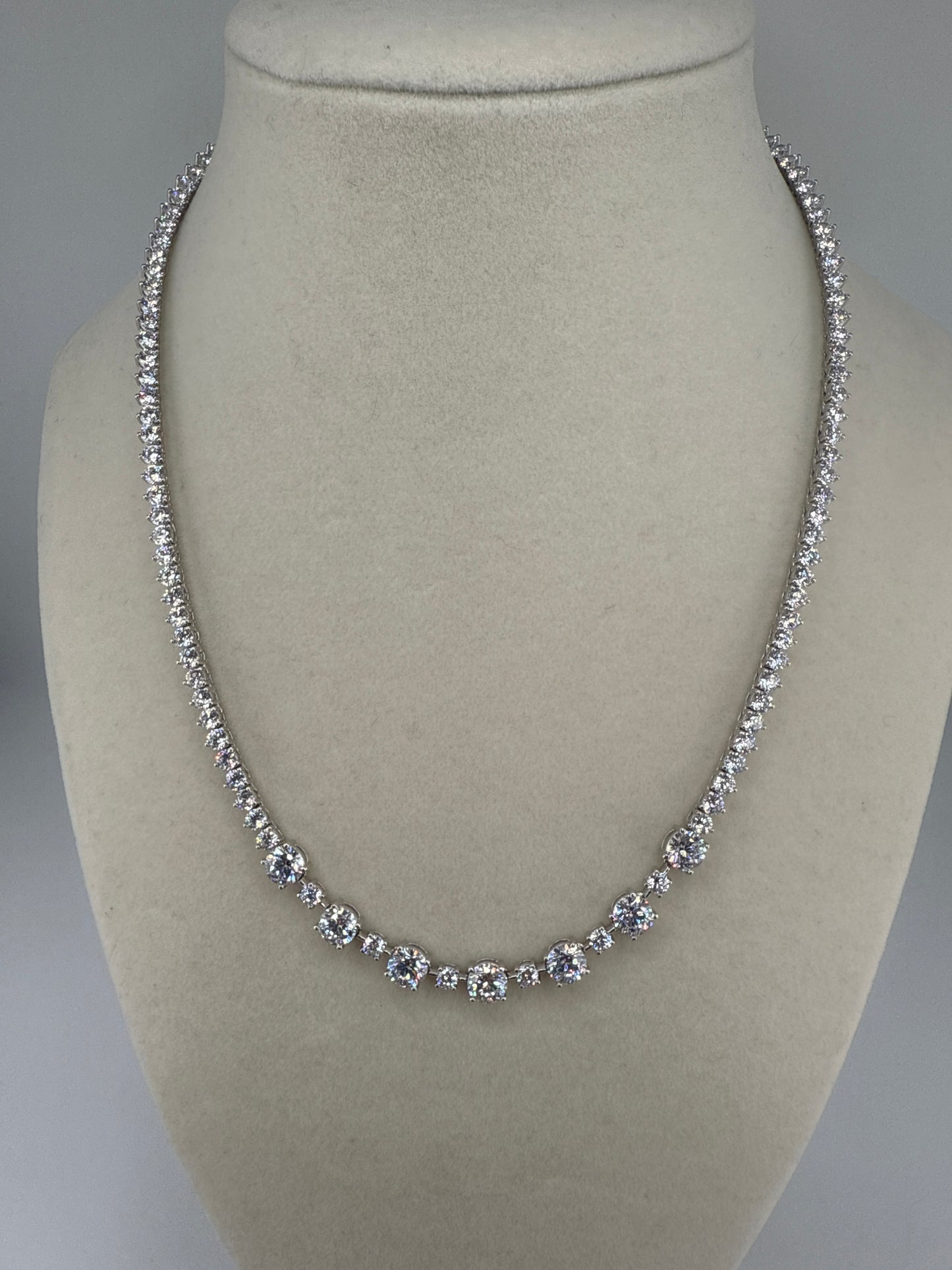 Sterling Silver Heart Zirconia Tennis Necklace