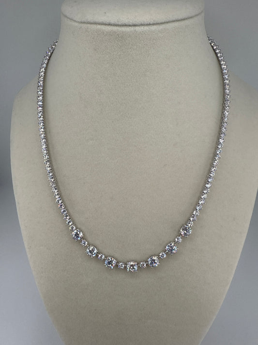Sterling Silver Heart Zirconia Tennis Necklace