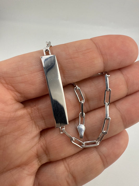 Sterling Silver Paperclip ID bracelet