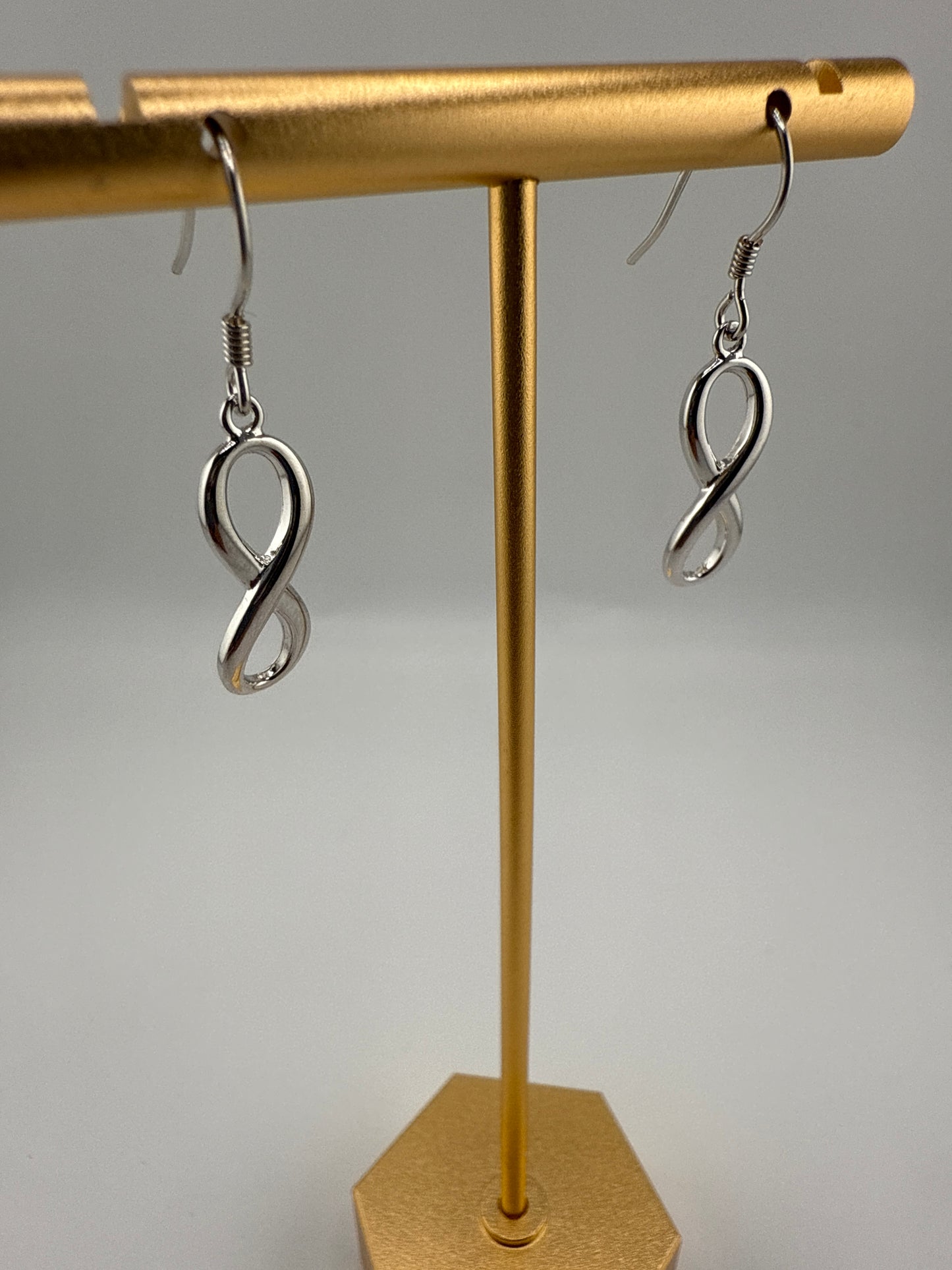 Sterling Silver Infinity Figure 8 High Polish Solid Dangling Earrings
