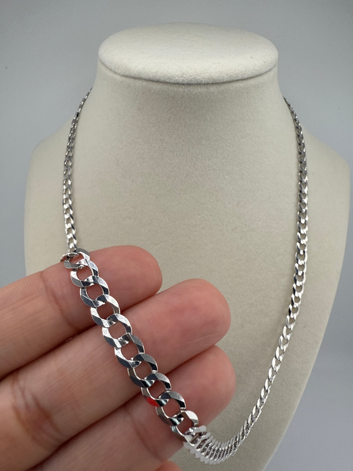 14k White Gold 22inch Flat Cuban Link Chain
