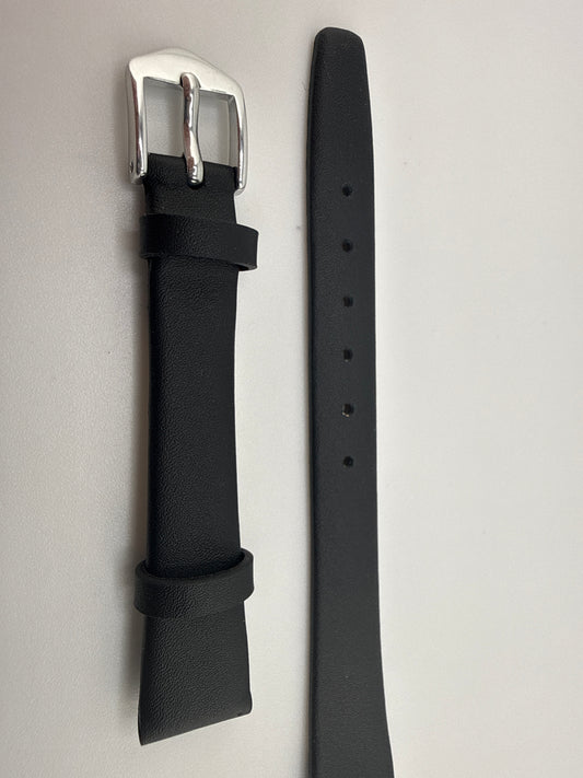 Gilden Black Classic Calfskin Silver-tone Buckle Watchband