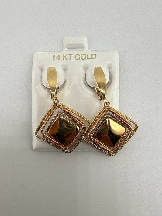 14k Tri-Color Huggie Earrings