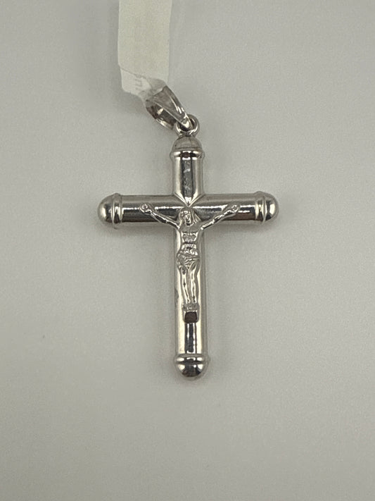 Sterling Silver Rhodium-plated Reversible Crucifix Pendant