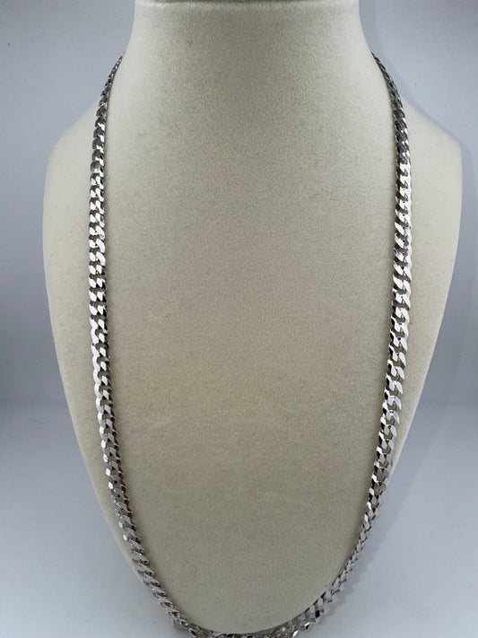 Sterling Silver 24inch 6.25mm Cuban Chain - Rhodium Plated