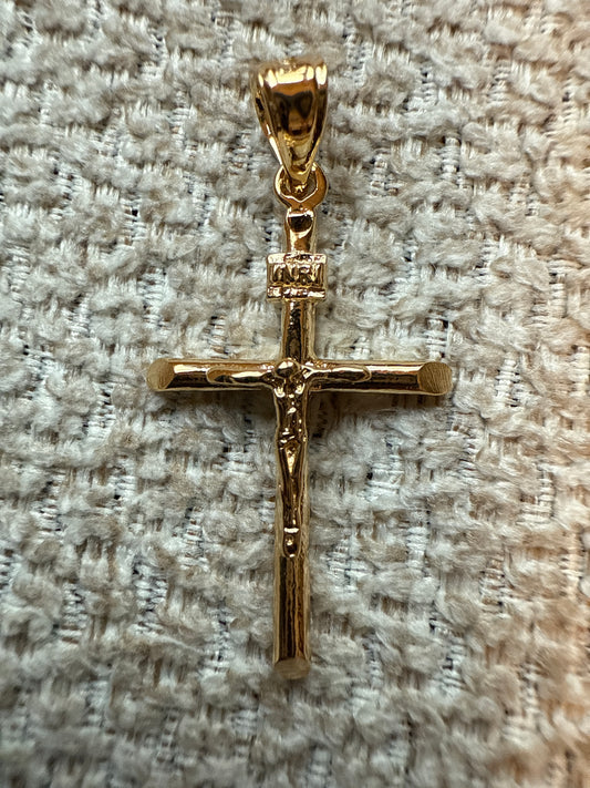 Sterling Silver Gold-tone INRI Crucifix Pendant