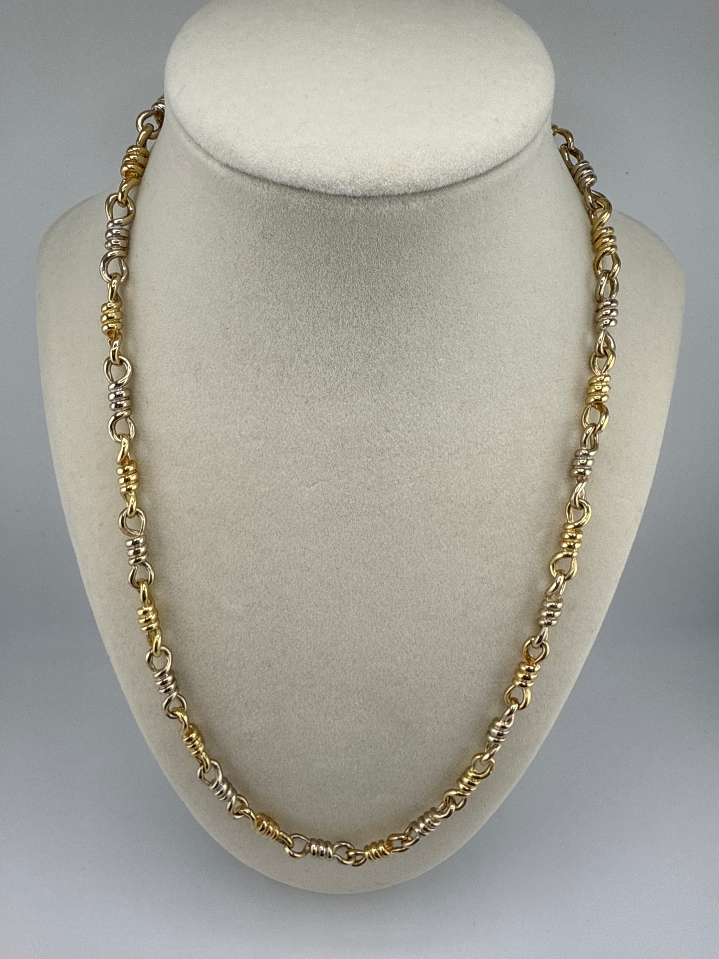14k Two-toned Hand-Polished Link 21inches