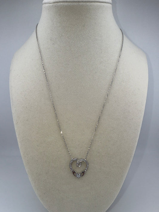 Sterling Silver Zirconia Claddagh Style Necklace
