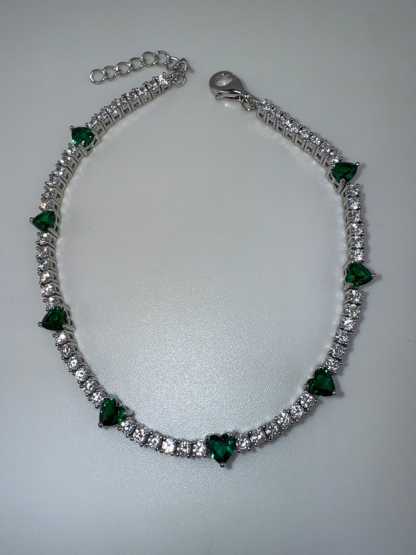 Sterling Silver Heart and Zirconia Tennis Bracelet