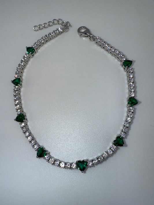 Sterling Silver Heart and Zirconia Tennis Bracelet