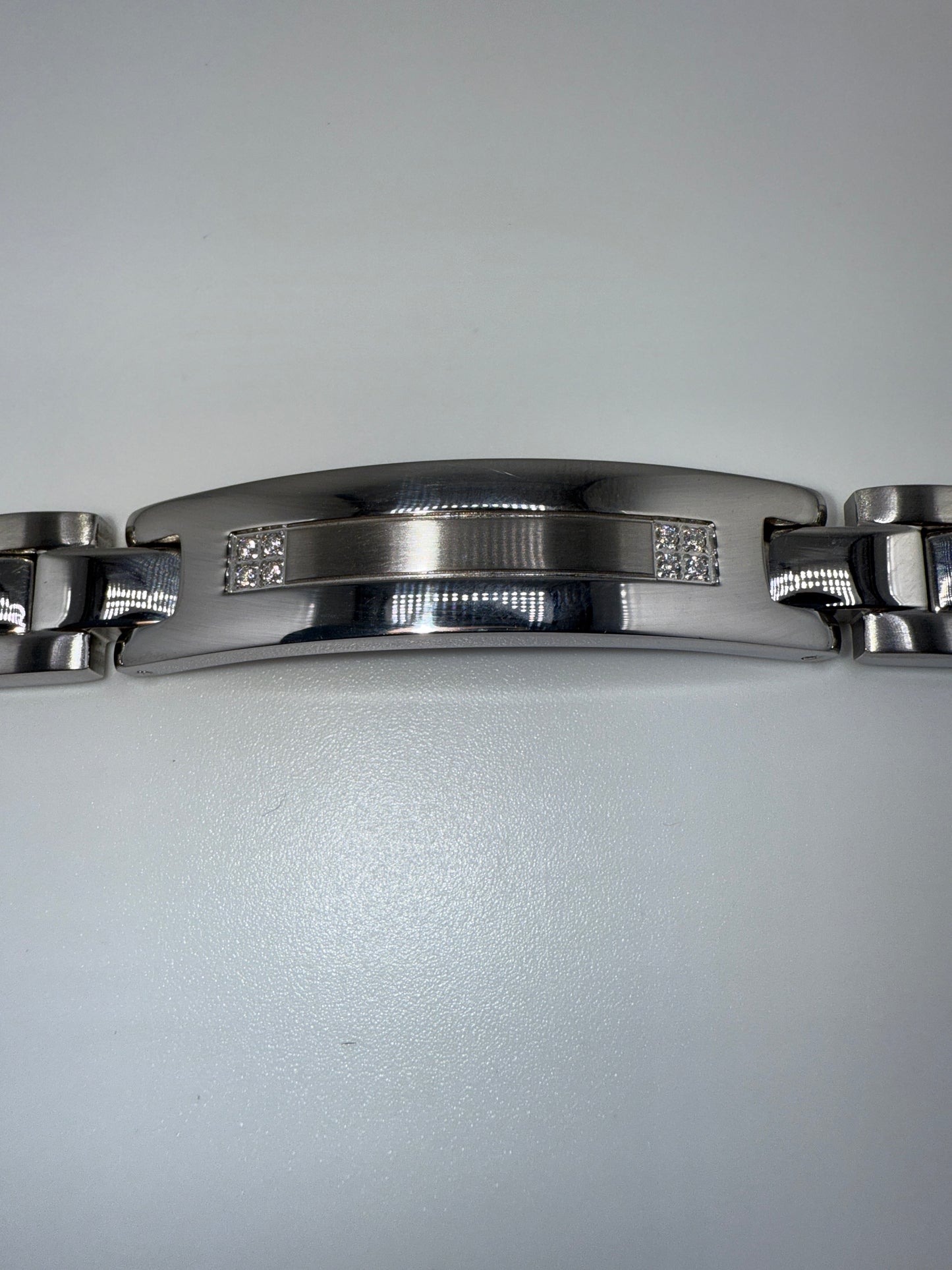 Stainless Steel Zirconia ID Link Bracelet