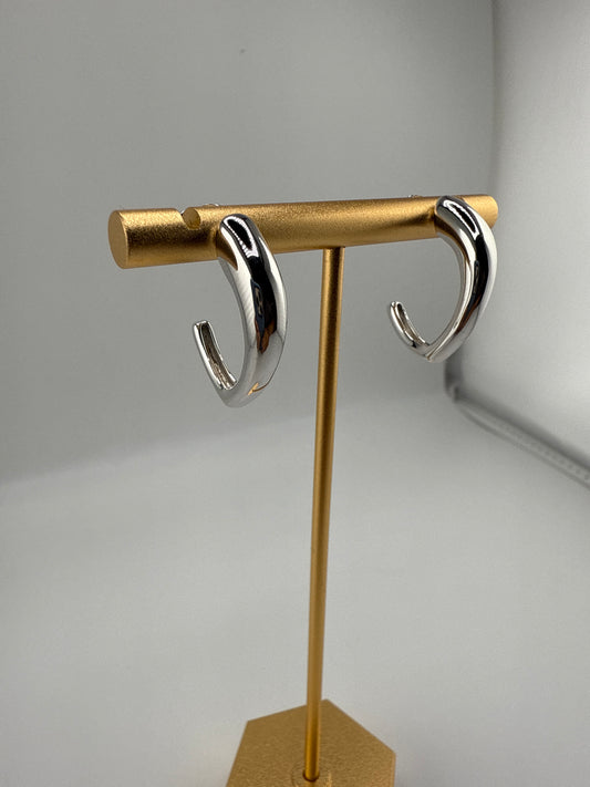 Sterling Silver, 22mm Irregular Shaped Hoop Earrings