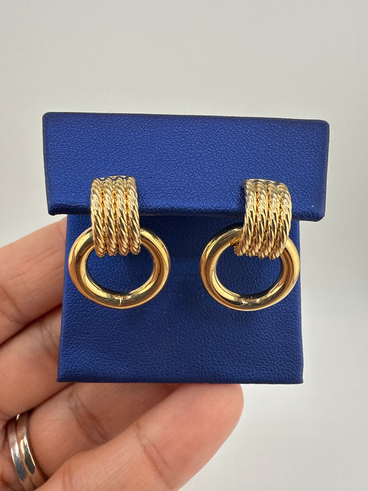 14k Yellow Gold Door Knocker Post Earrings