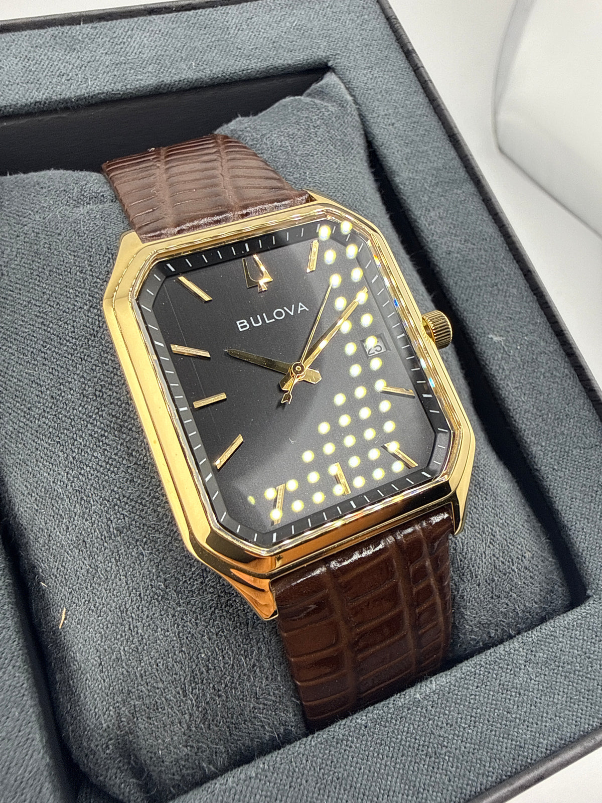Bulova Tony Bennett “We Are All Here” Black Dial Brown Leather Strap Watch