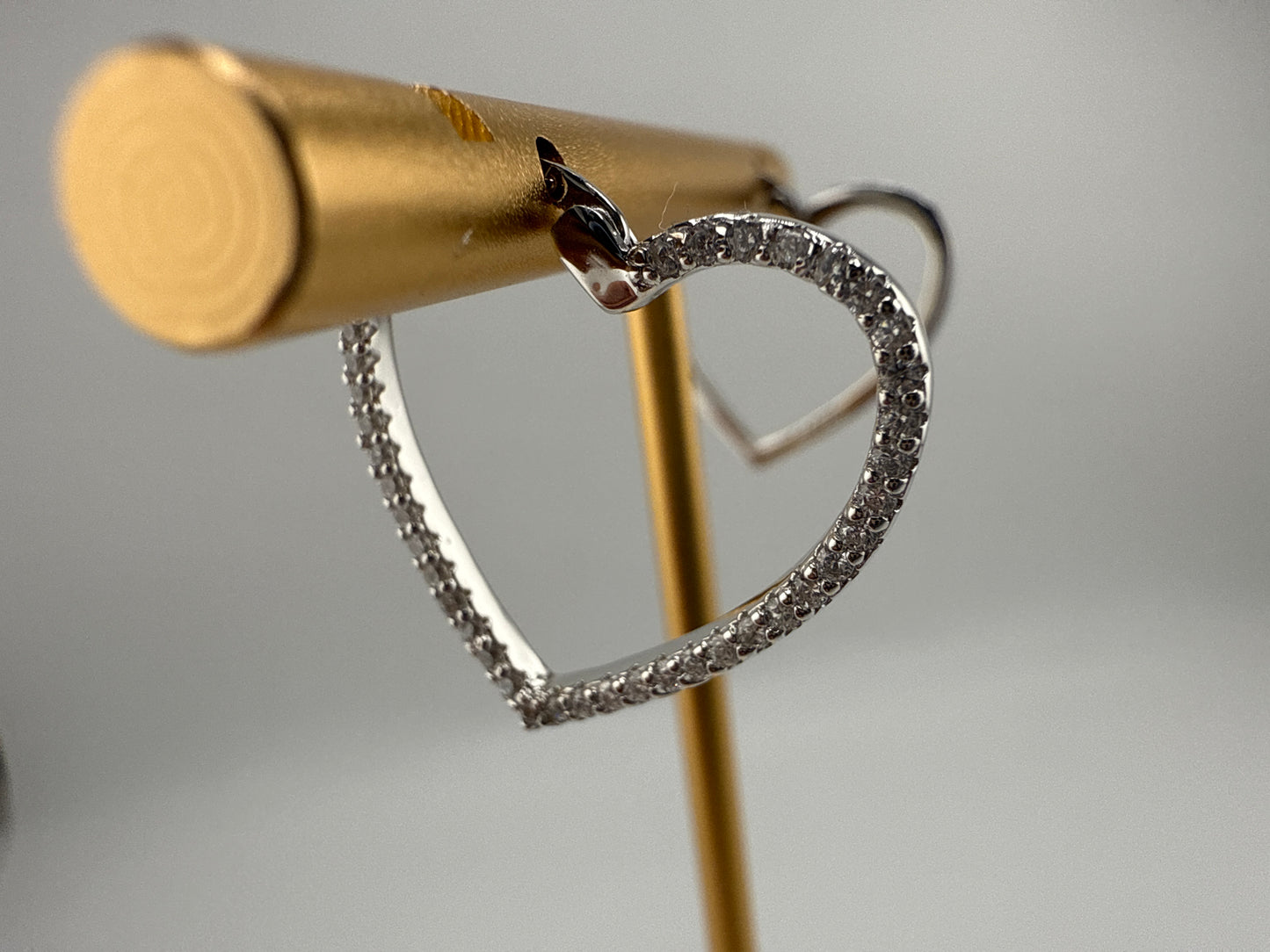 Sterling Silver, Zirconia Heart 20mm Hoop Earrings