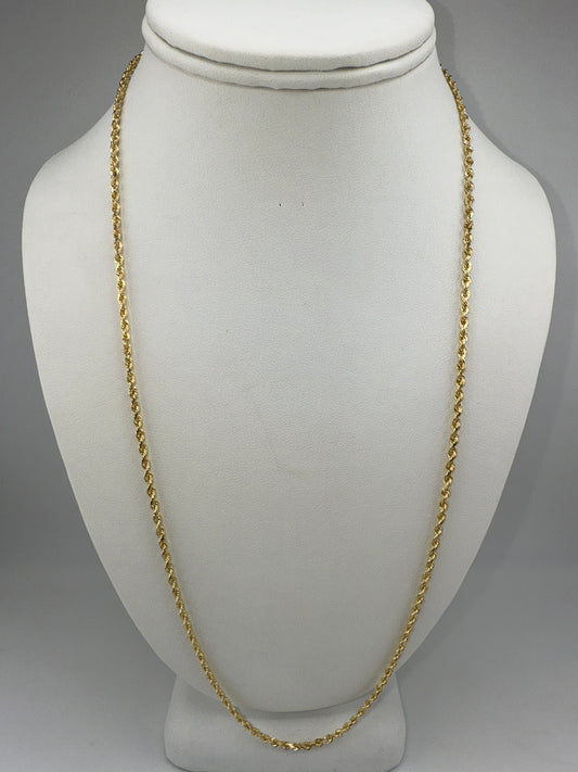 solid rope chain | diamond cut | 14k gold | 2.00 mm width | 24 inches length
