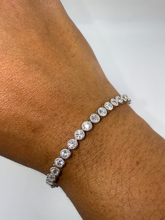 Sterling Silver, 4mm Round Zirconia Tennis Bracelet