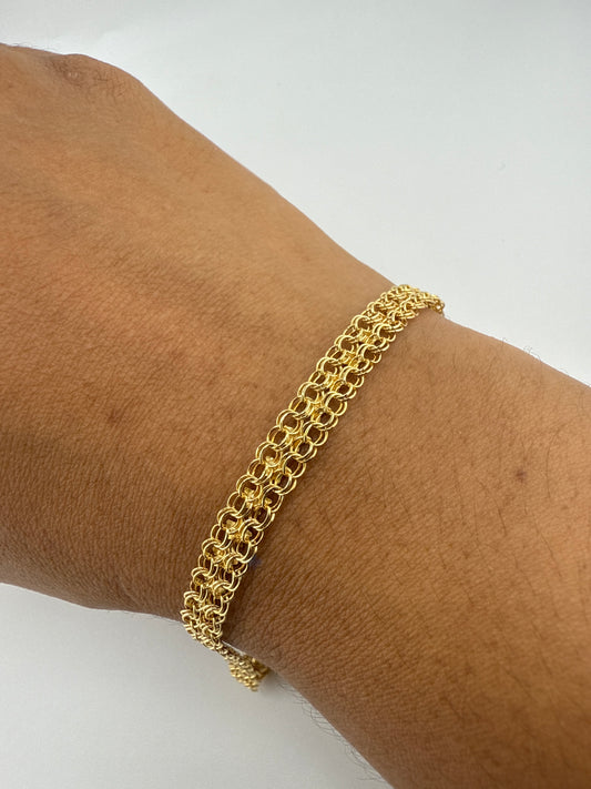 14k Gold Bismarck Bracelet with Star Design | 7 inches
