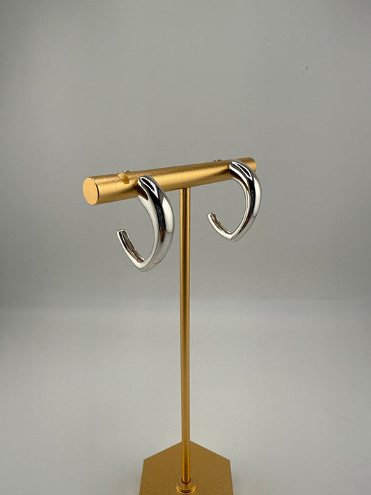 Sterling Silver, 22mm Irregular Shaped Hoop Earrings