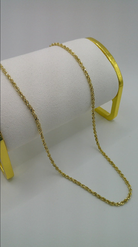 solid rope chain | diamond cut | 14k gold | 2.00 mm width | 24 inches length