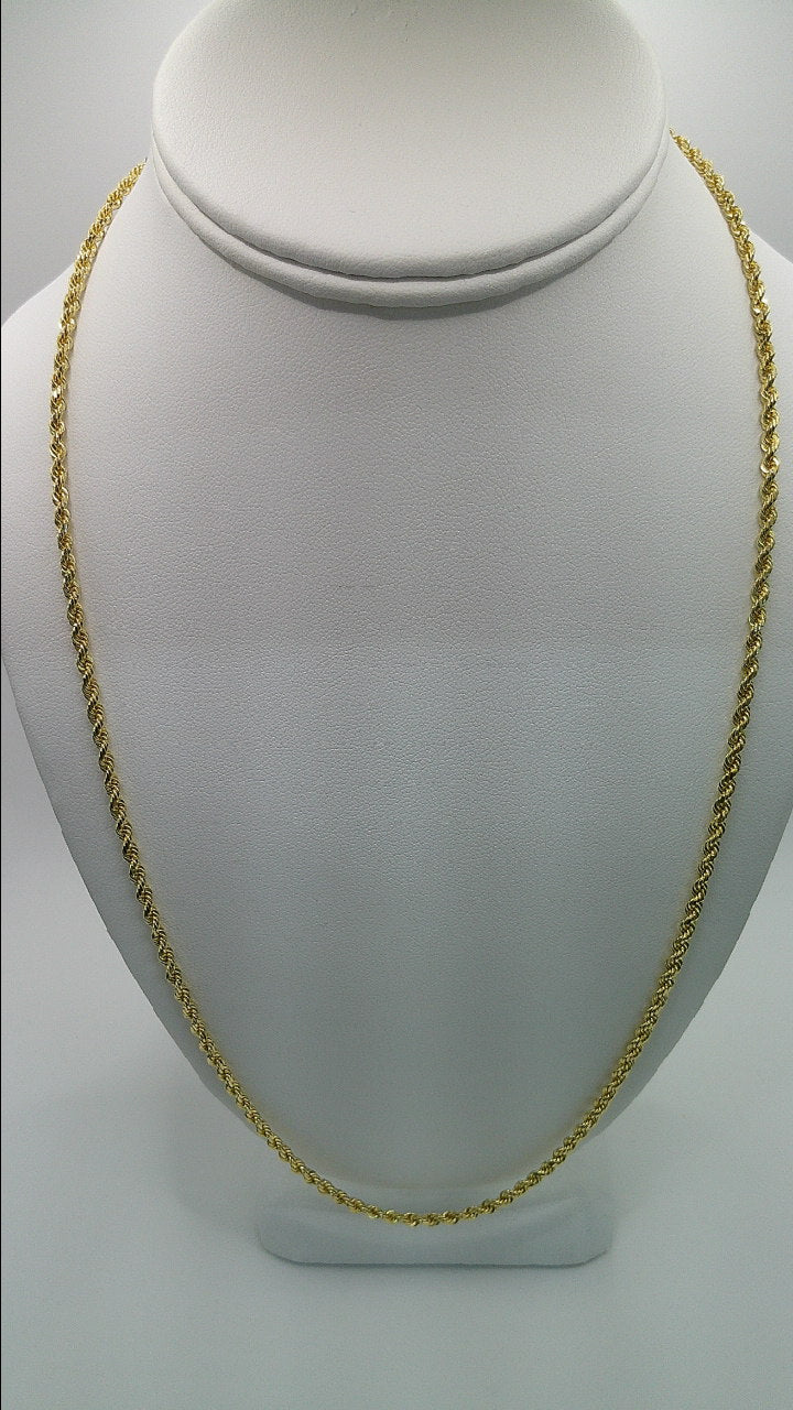 solid rope chain | diamond cut | 14k gold | 2.75 mm width | 24 inches length