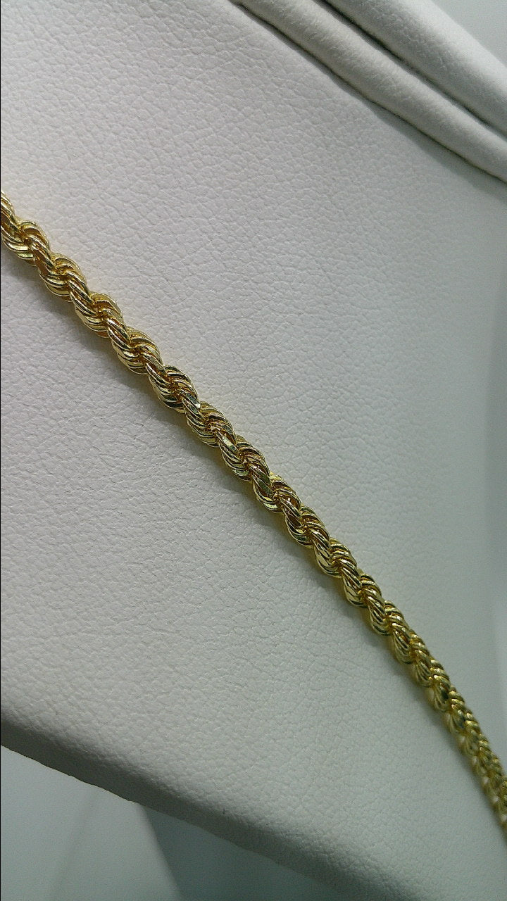 solid rope chain | diamond cut | 14k gold | 2.75 mm width | 24 inches length