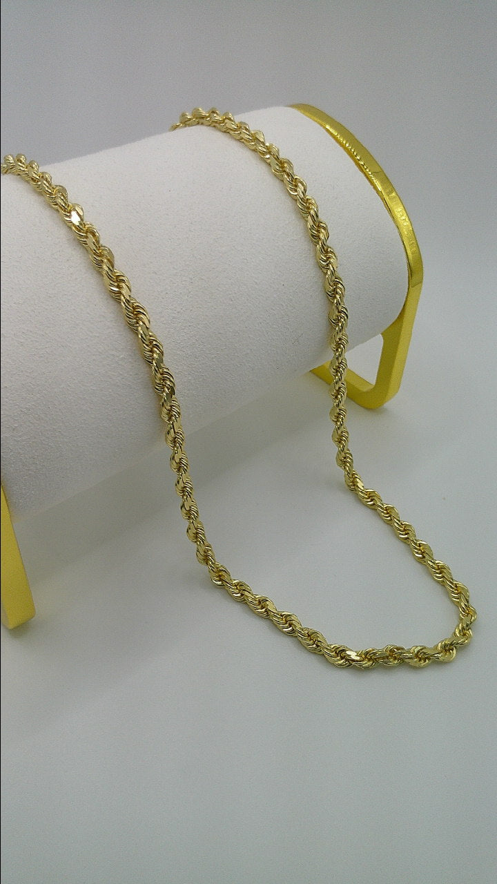 solid rope chain | diamond cut | 14k gold | 4.00 mm width | 22 inches length