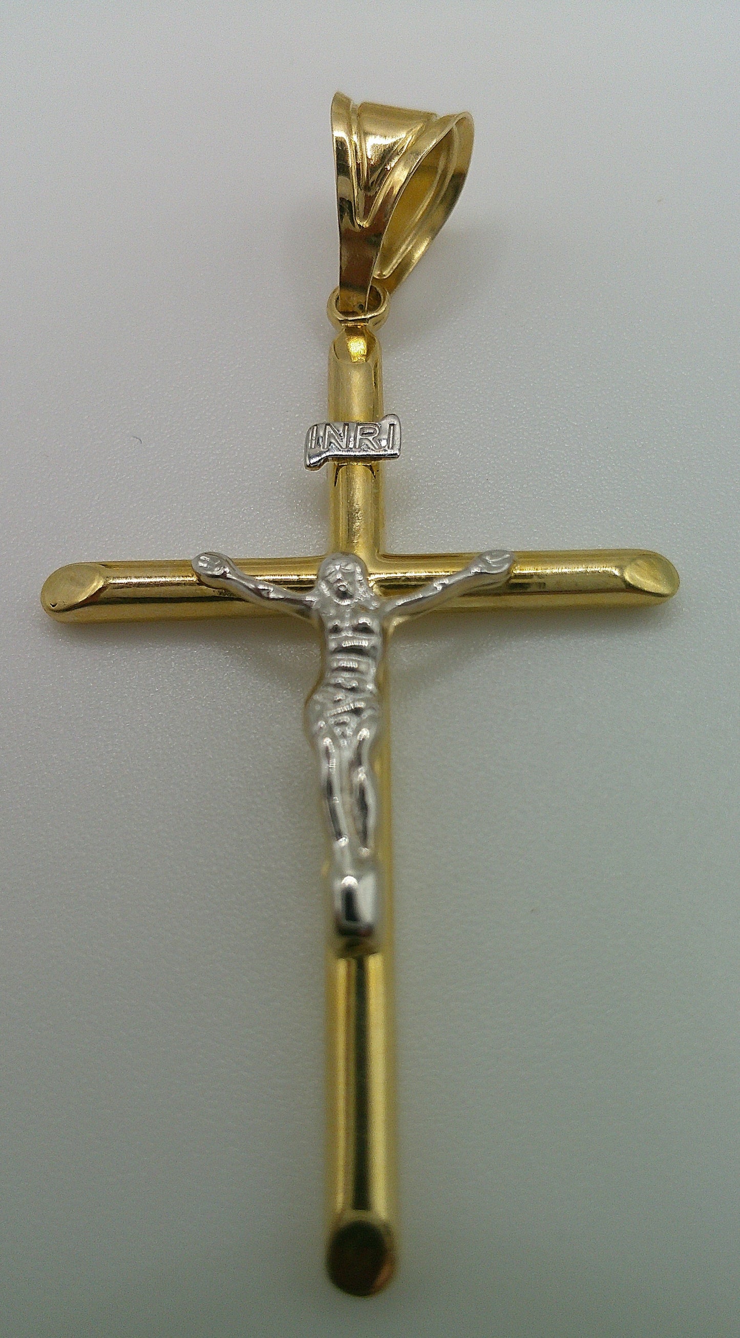 14k gold cross pendant | two-toned crucifix | 2.4g