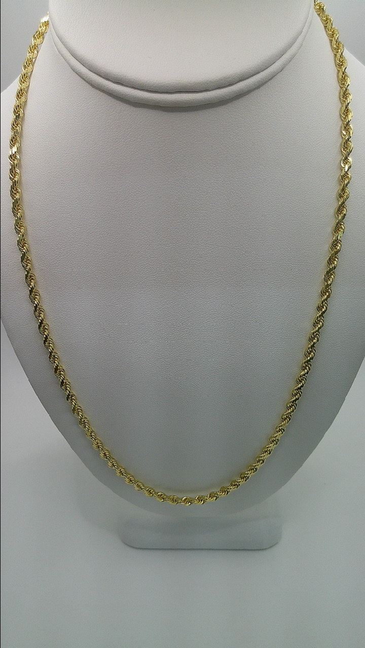 solid rope chain | diamond cut | 14k gold | 4.00 mm width | 22 inches length