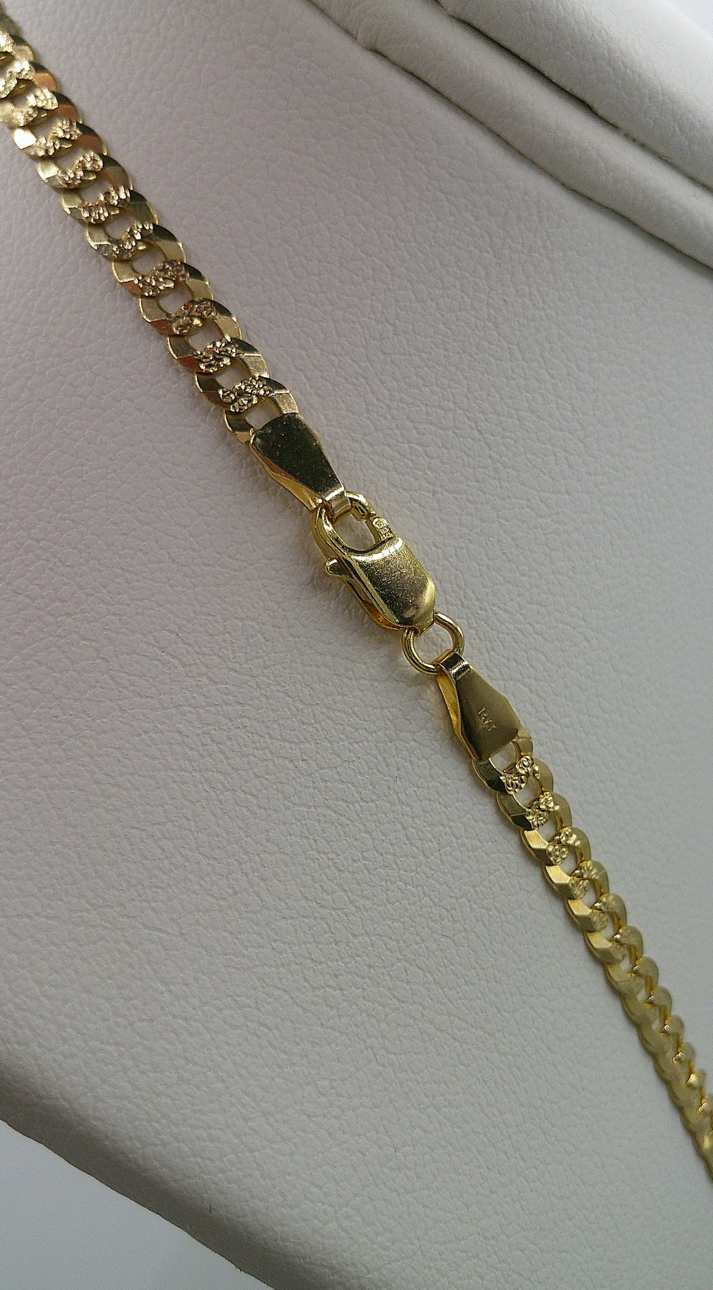 Cuban link chain | Yellow Pave | Flat | solid diamond cut | 14k gold | 3.80 mm width | 18 inches length