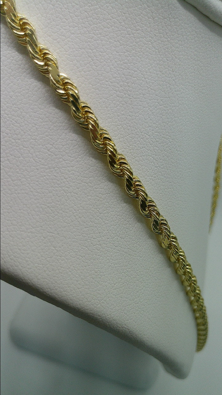 solid rope chain | diamond cut | 14k gold | 4.00 mm width | 22 inches length