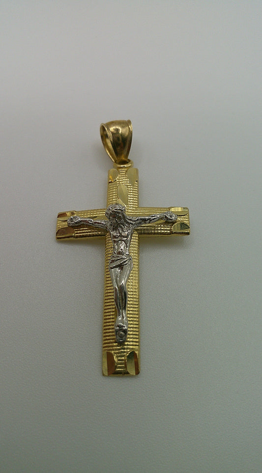 14k gold cross pendant | two-toned crucifix | 3.5g