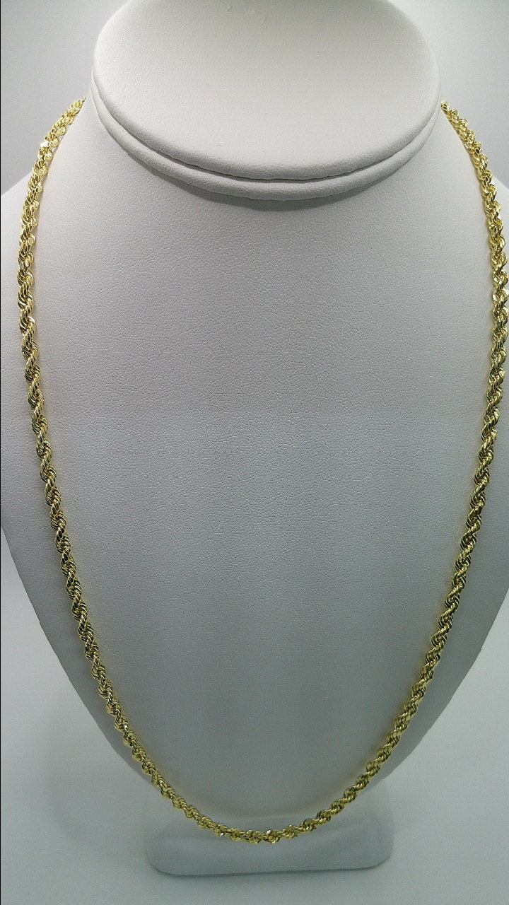 semi-solid rope chain | diamond cut | 14k gold | 4.25 mm width | 24 inches length