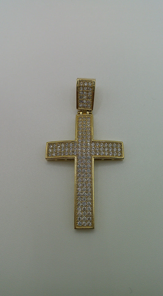 14k gold cross pendant | crucifix | zirconia | 4.7g