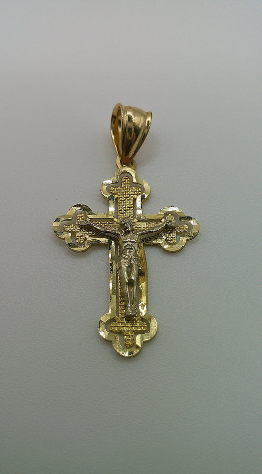 14k gold cross pendant | two-toned crucifix | 2.0g