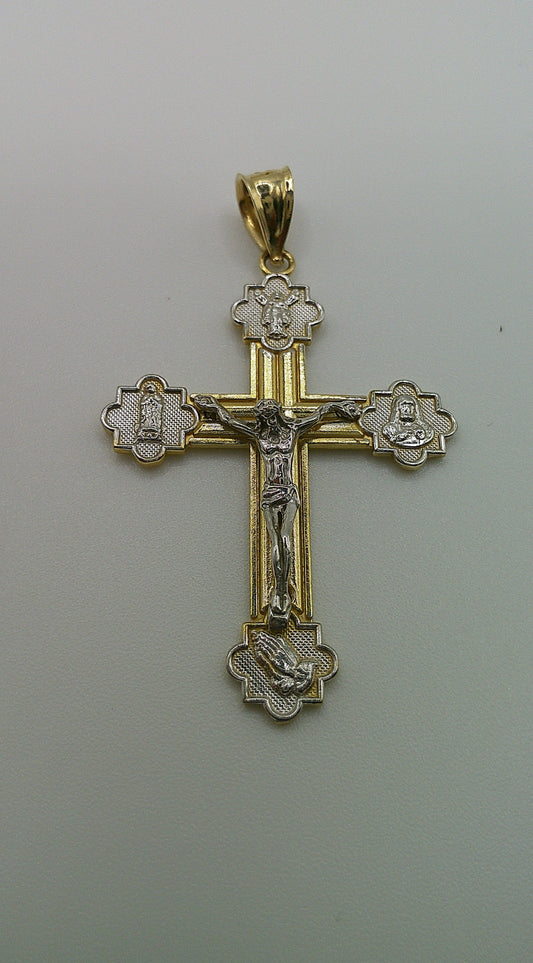 14k gold cross pendant | two-toned crucifix | 3.7g