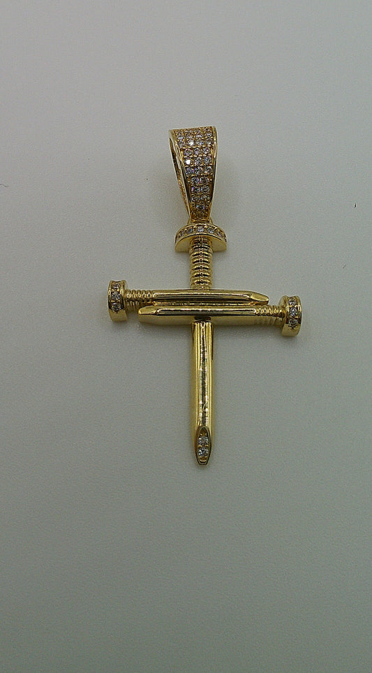 14k gold cross pendant | crucifix | zirconia | 3.9g