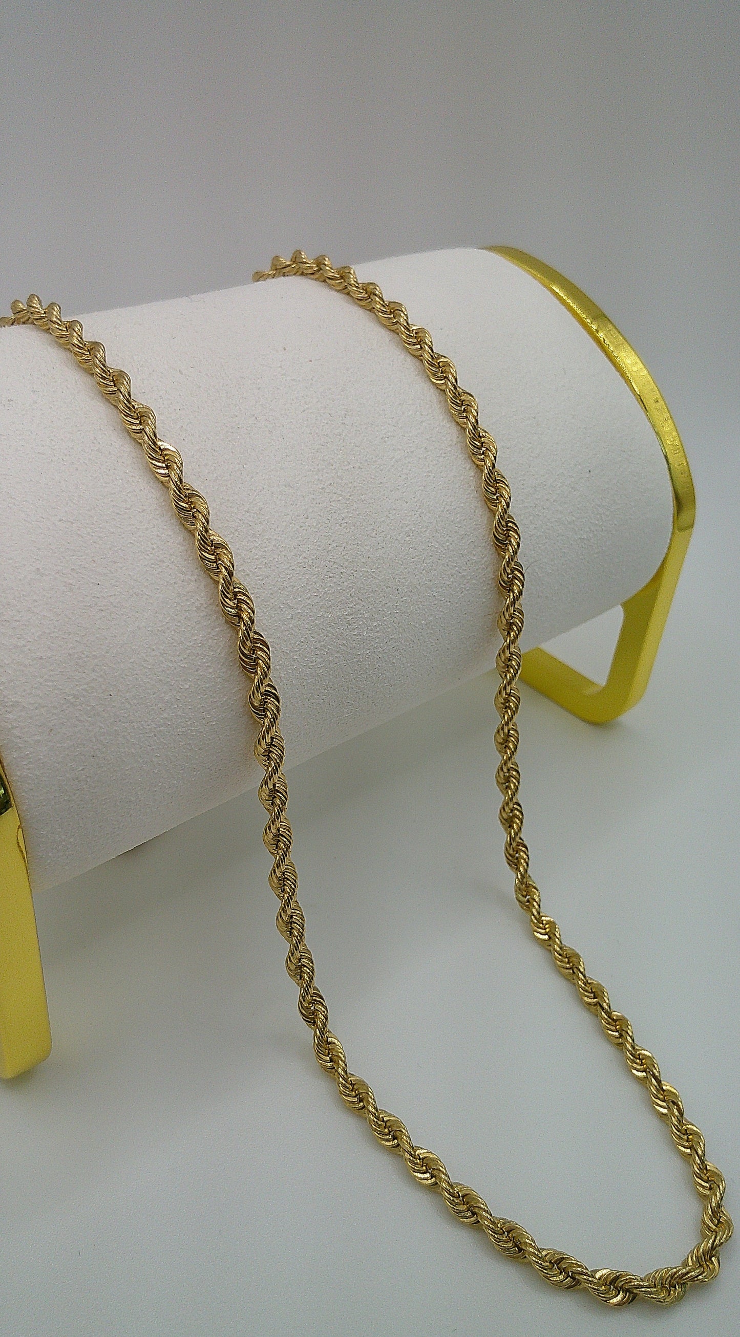 14k solid diamond cut rope chain