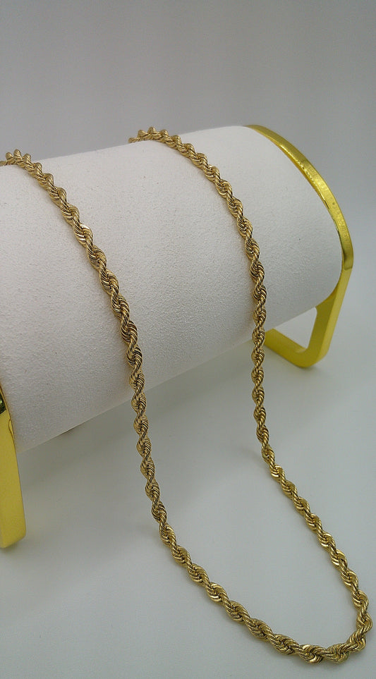 14k solid diamond cut rope chain