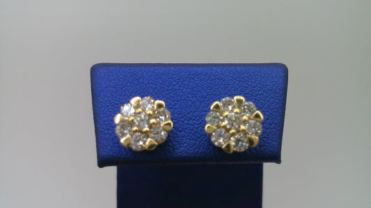 14k yellow gold diamond earring | flower | screwback | 0.95 carat