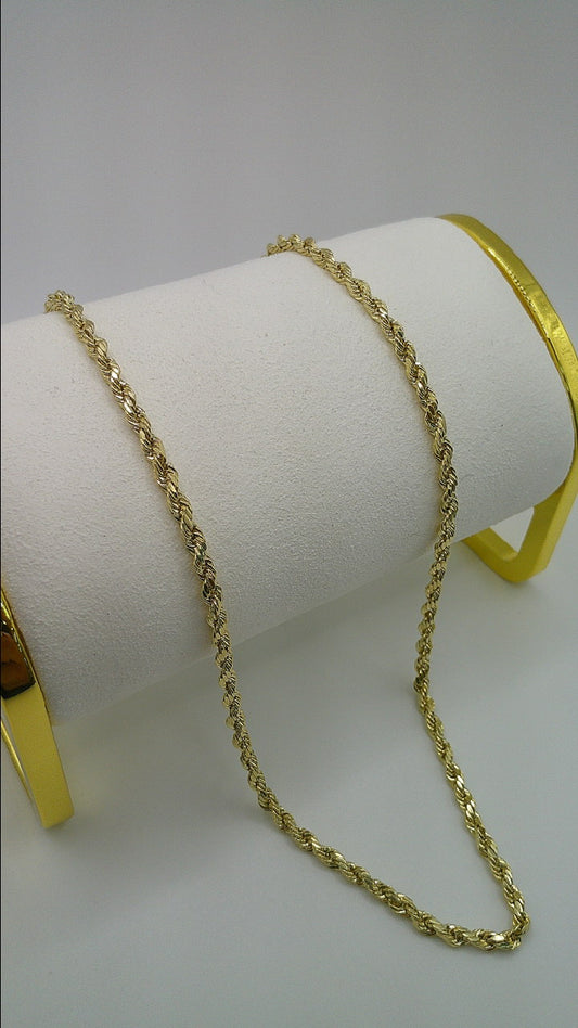 semi-solid rope chain | diamond cut | 14k gold | 3.00 mm width | 20 inches length