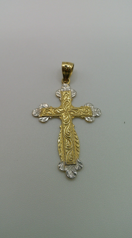 14k gold cross pendant | two-toned crucifix | 2.2g