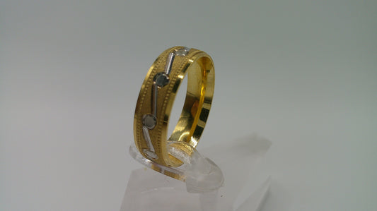 14k gold ring band | two-toned | fancy carved | sand blasted finish | size 8.25