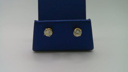 14k yellow gold diamond earring | pushback | 0.5 carat