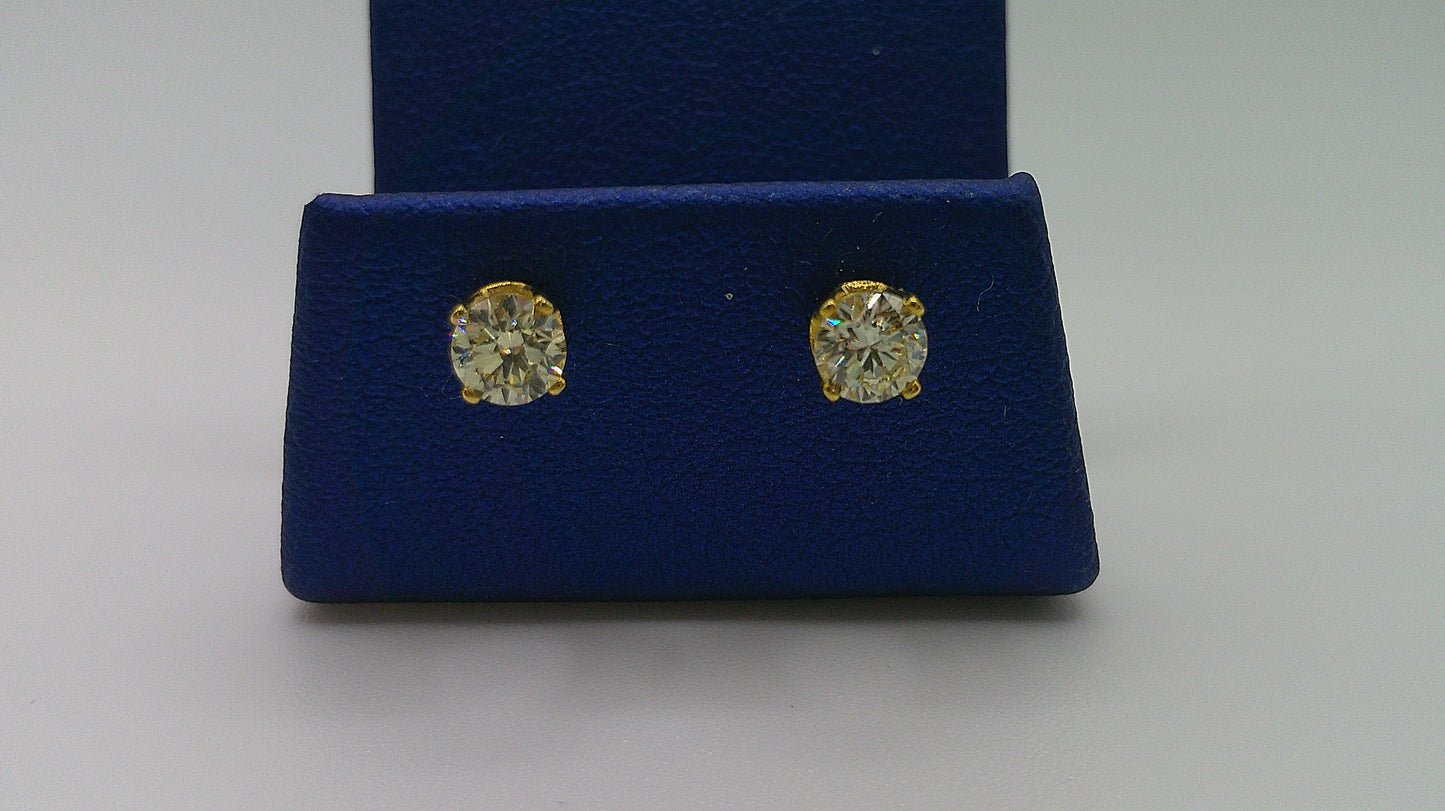 14k yellow gold diamond earring | screwback | 0.5 carat