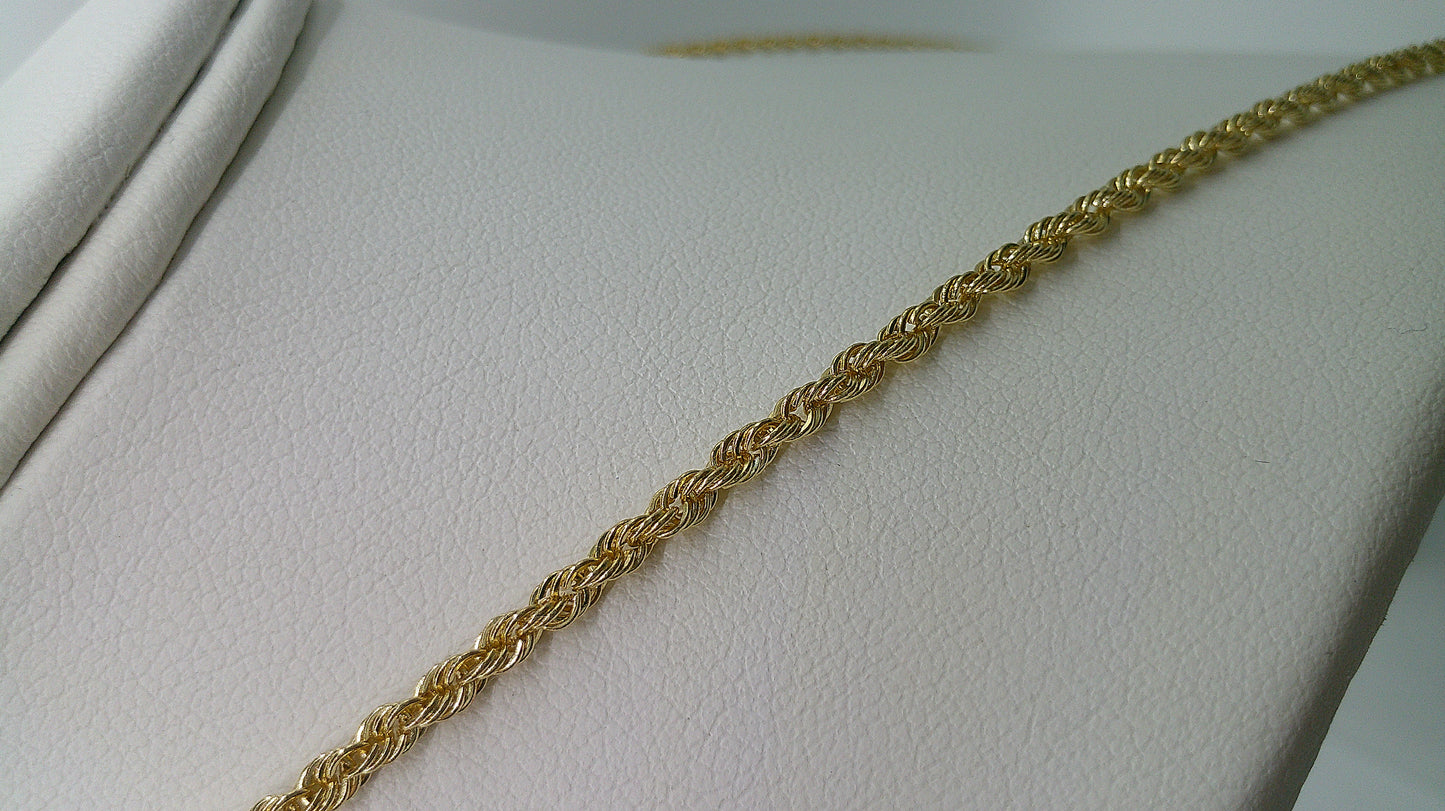 solid rope chain | diamond cut | 14k gold | 2.75 mm width | 24 inches length