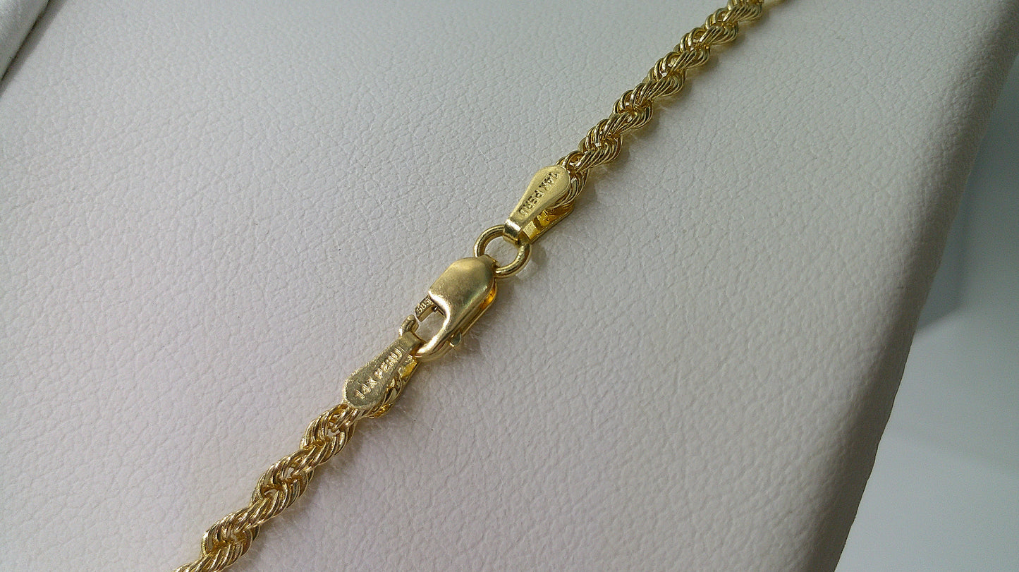 solid rope chain | diamond cut | 14k gold | 2.75 mm width | 24 inches length