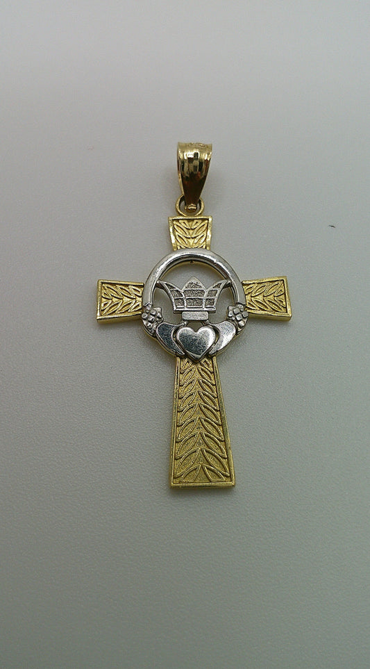 14k gold cross pendant | two-toned crucifix | 2.2g