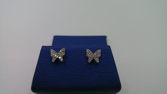 14k white gold diamond earring | butterfly | screwback | 0.16 carat