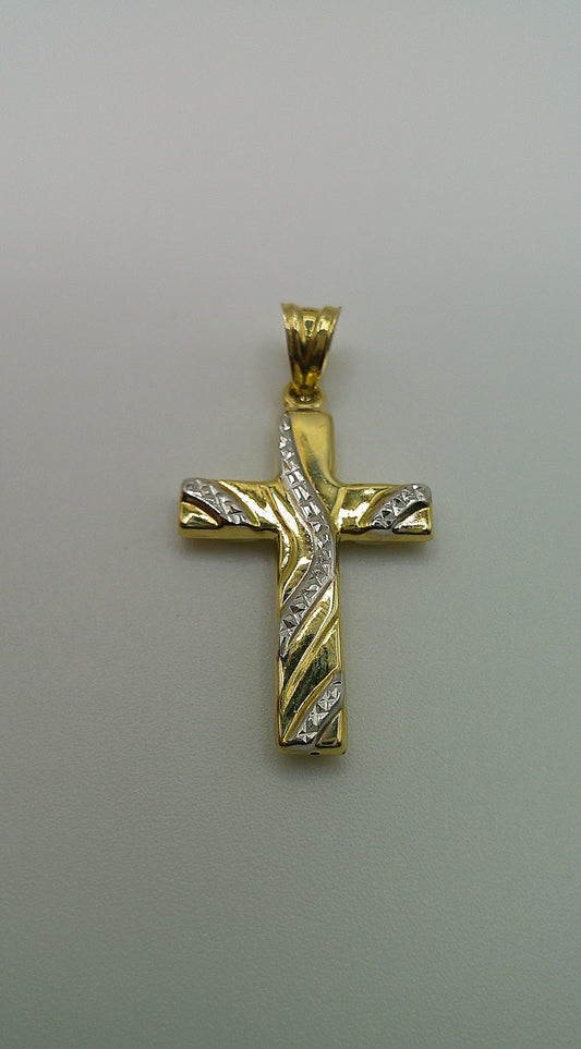 14k gold cross pendant | two-toned crucifix | 1.3g